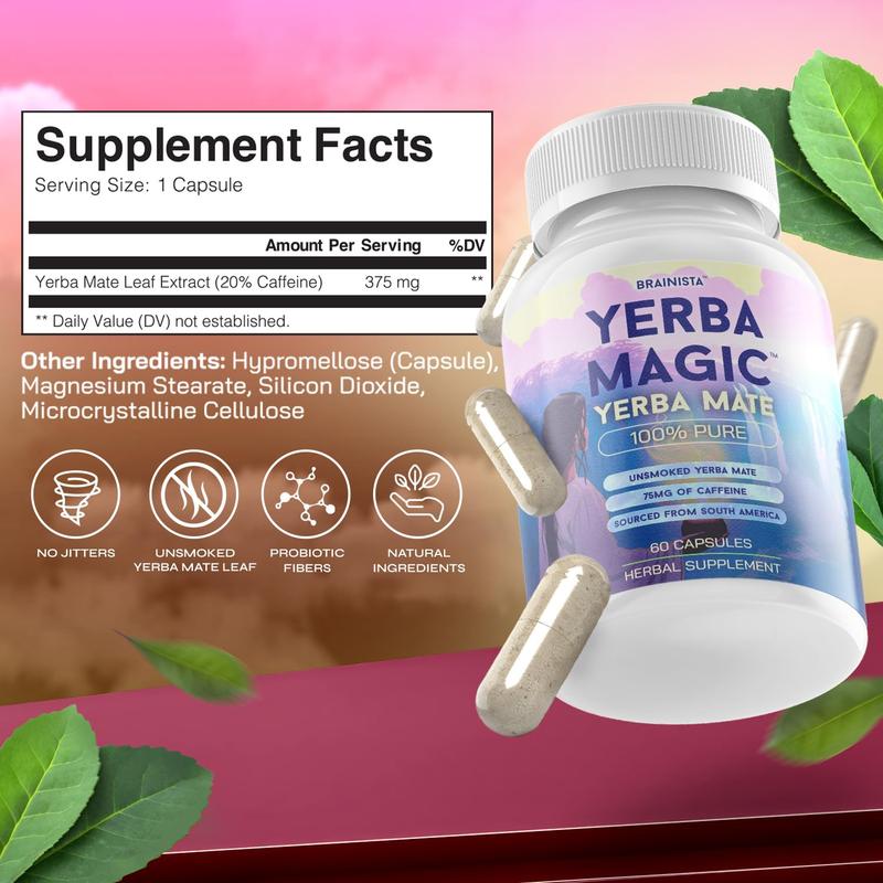Yerba Magic Capsules-Pure Yerba Mate et 5-en-1 Super Mixing | Énergie naturelle