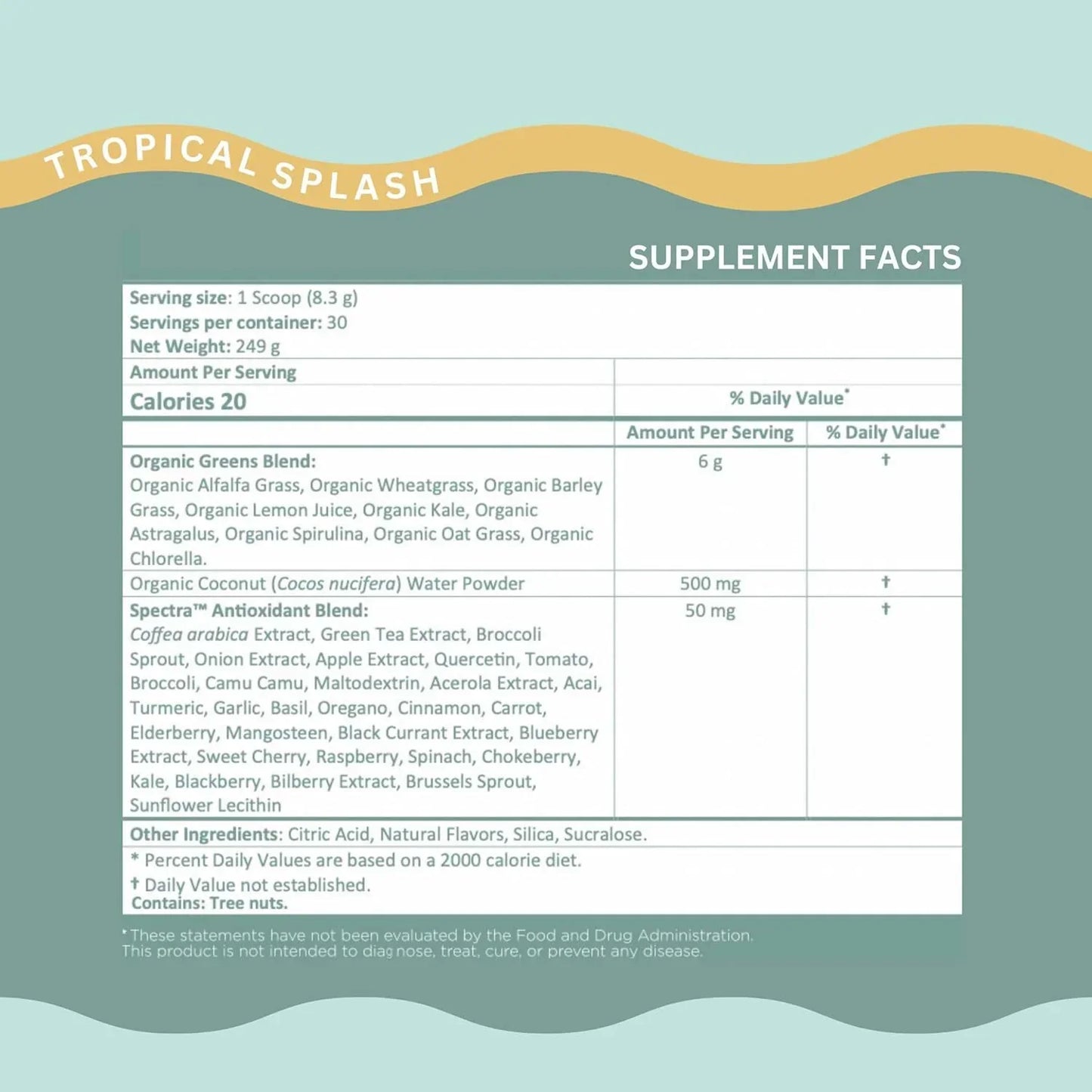 Santé de la digestion pour les femmes, soulagement des flatulences, santé intestinale, soins de la peau, avec spiruline (éclaboussures tropicales), suppléments nutritionnels