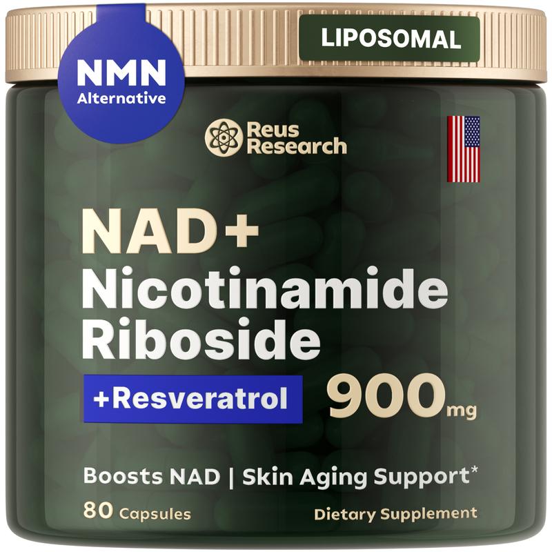 '-Reus Research NR900-NAD + Suppléments alimentaires pour soutenir le vieillissement cutané, pour plus d'énergie et de concentration - 80 pièces-vitamine et suppléments de bien-être