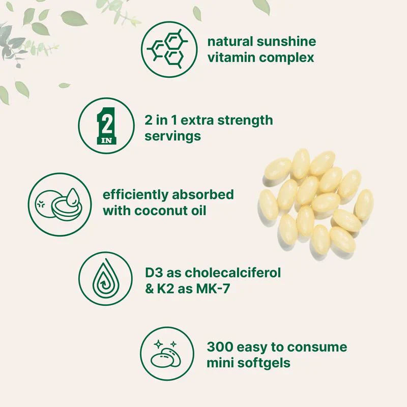 Capsules sadimanes de vitamine D3 K2
