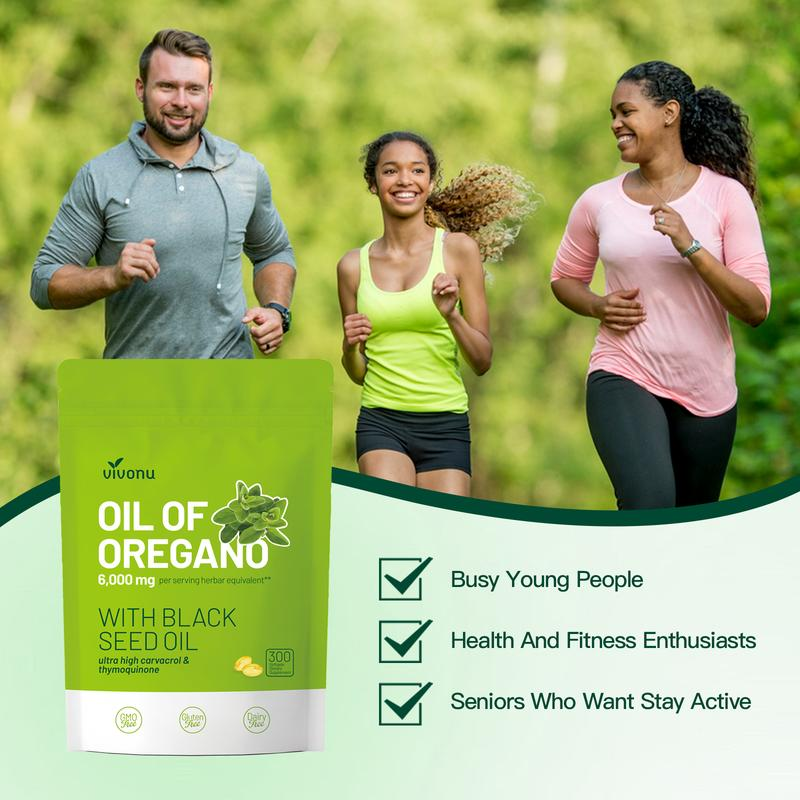 Huile d'origan avec de l'huile de cumin noir (300 capsules) | Antioxydants naturels | Support nutritif | Suppléments alimentaires végétaux très efficaces