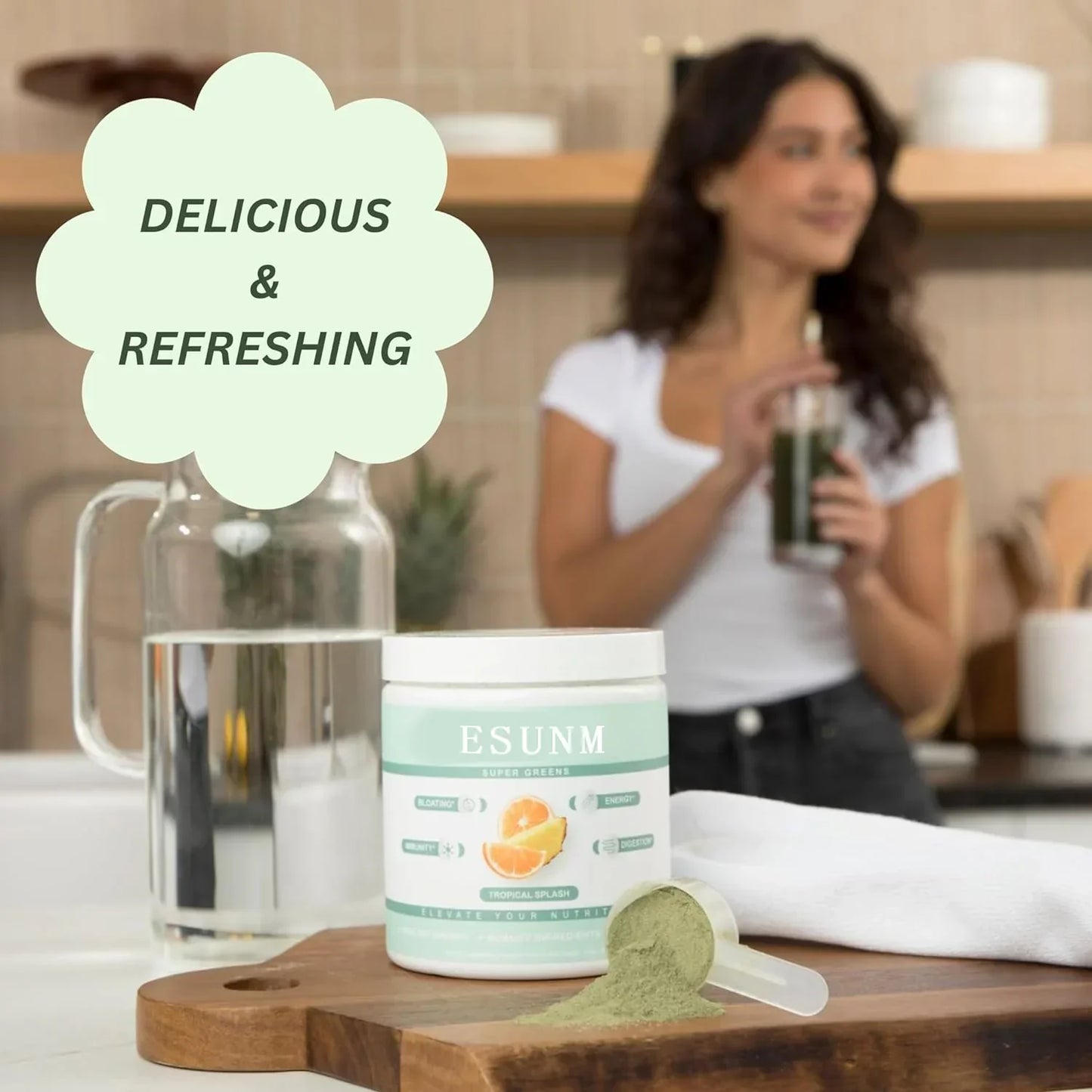 Santé de la digestion pour les femmes, soulagement des flatulences, santé intestinale, soins de la peau, avec spiruline (éclaboussures tropicales), suppléments nutritionnels