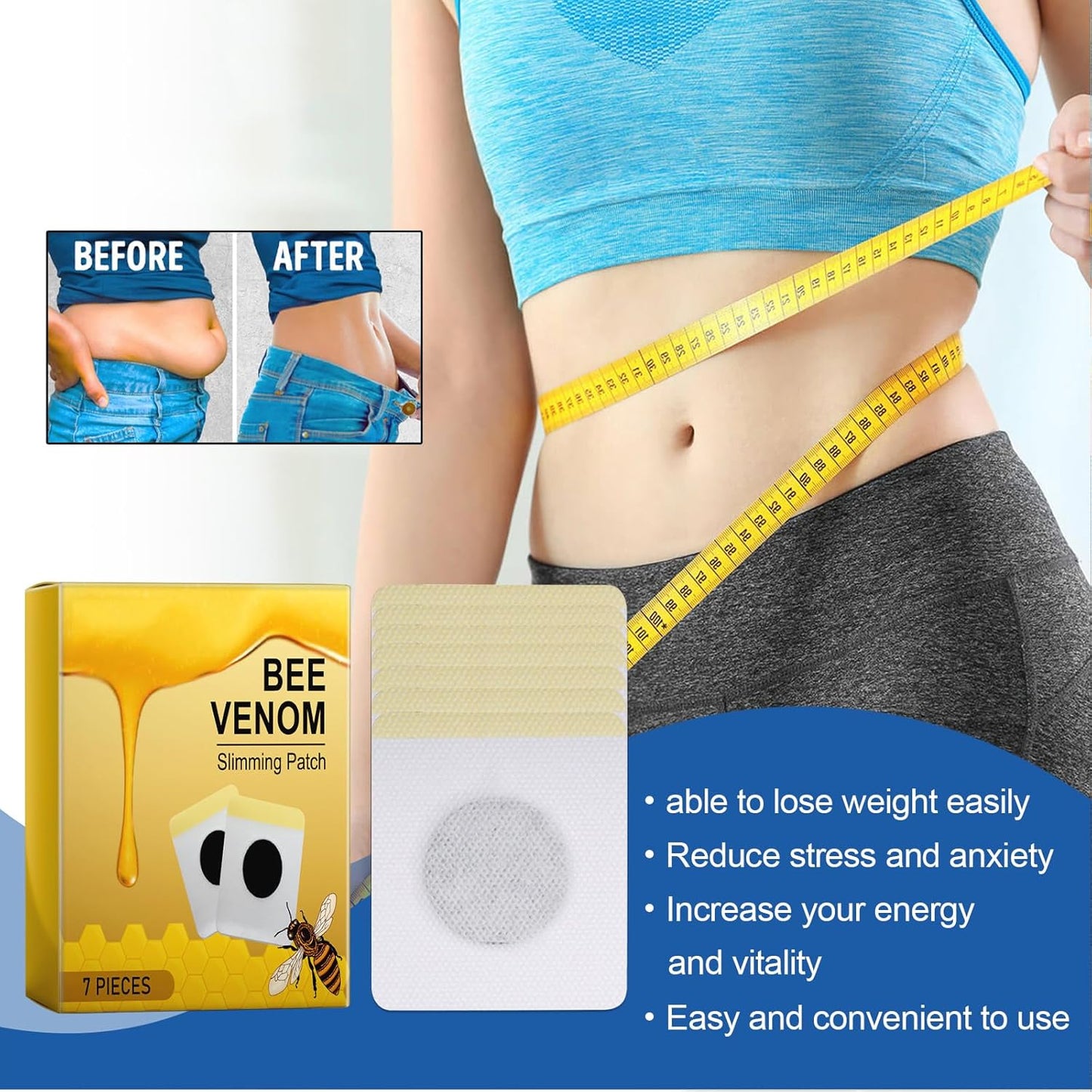 Passement de drainage lymphatique Bienengefift, gerfaster d'abeille, patch de drainage lymphatique de Beeergift, chaussée de désintoxication, adapté à tous les groupes d'âge (pack à 3)