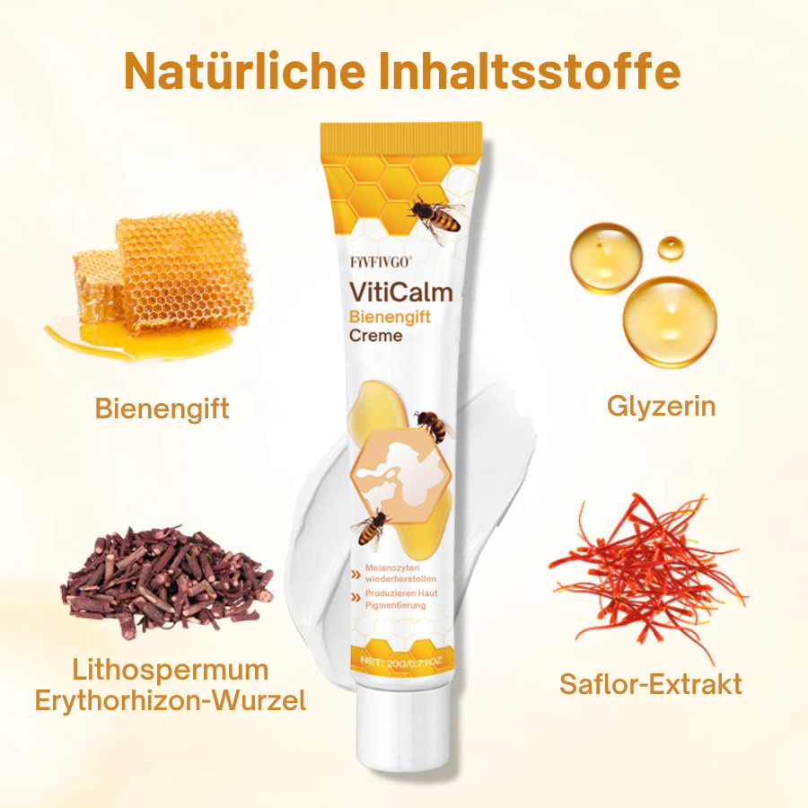 Crème au venin d'abeille Fivfivgo® VitiCalm,✔️95 % d'amélioration visible en 4 semaines, favorise la pigmentation et restaure le teint naturel de la peau