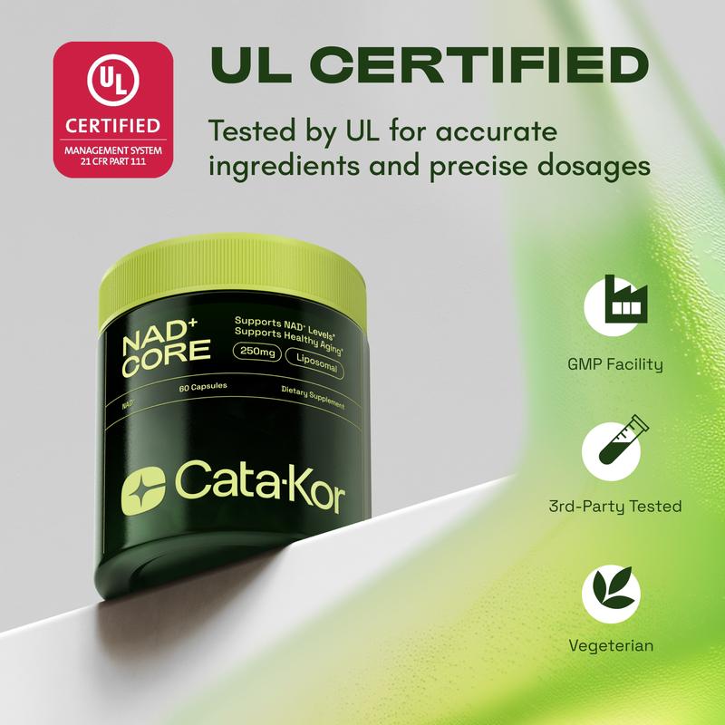 Cata-kor 250 mg-nad + suppléments nutritionnels pour soutenir le vieillissement cutané, pour plus d'énergie et de concentration - 60 pièces-vitamine et des suppléments nutritionnels du bien-être, comestibles