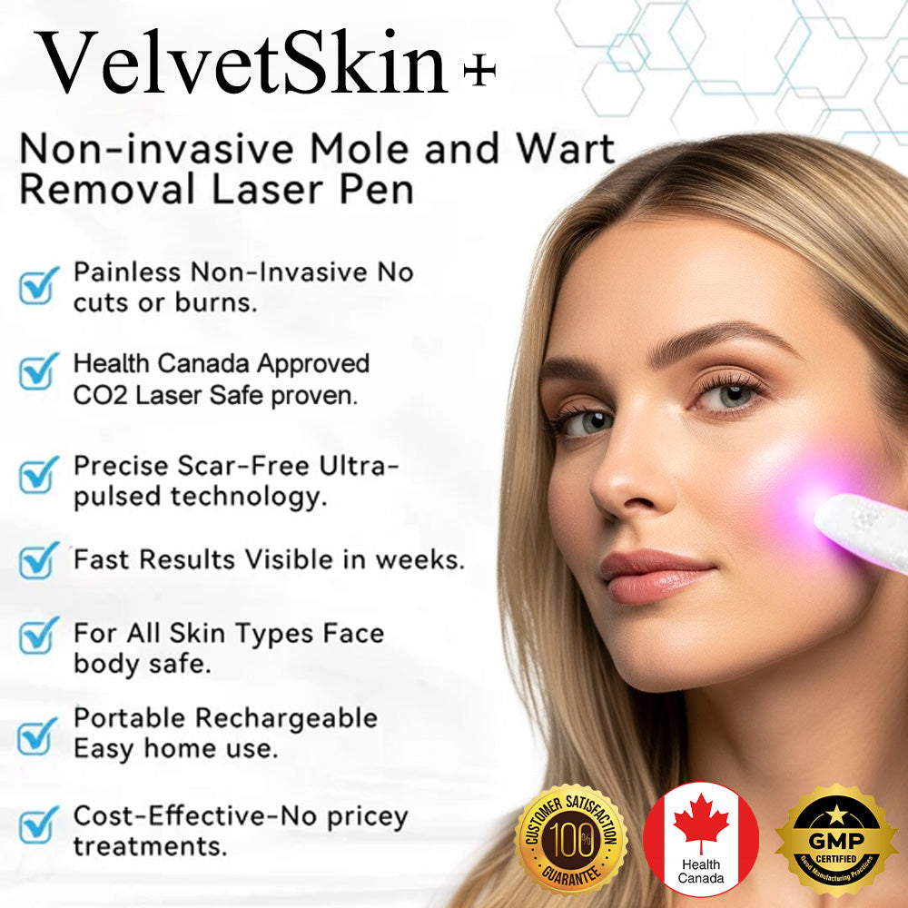 🇨🇦Stylo effaceur laser tout-en-un Bikenda® VelvetSkin+ (alimenté par la technologie laser CO₂ – élimine efficacement les grains de beauté, les verrues, les acrochordons, les taches pigmentaires et autres imperfections cutanées)