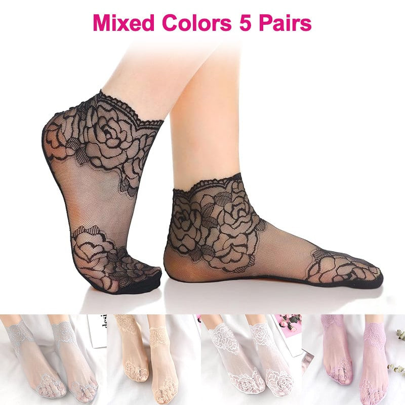 Chaussettes de bateau avec un bord floral