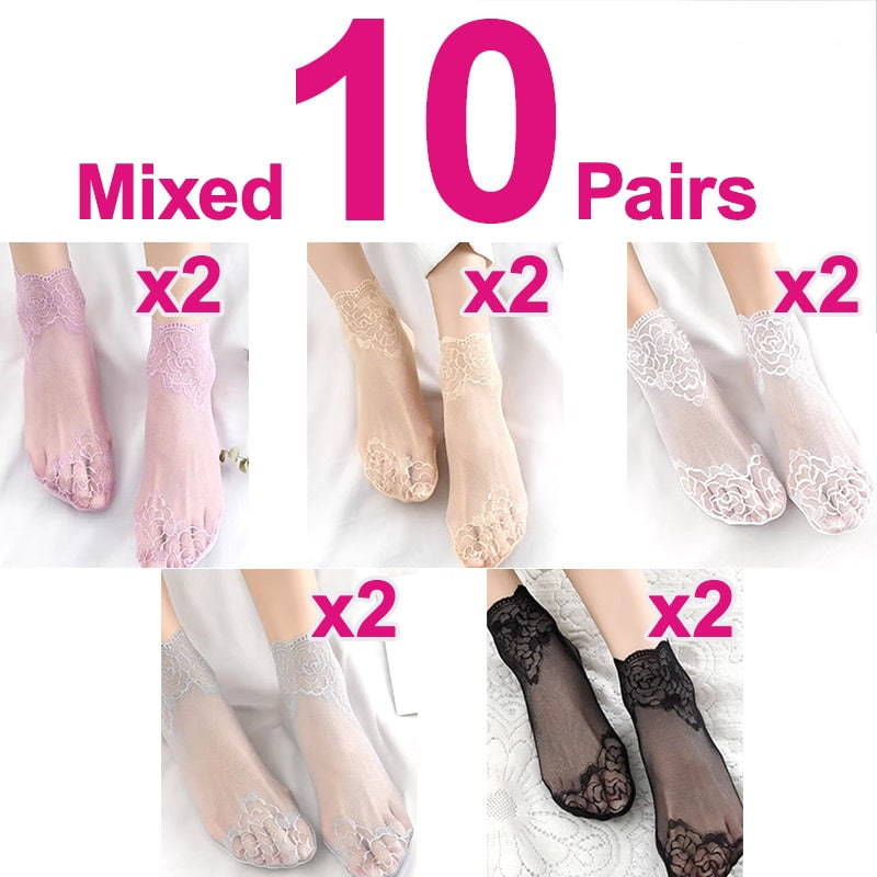 Chaussettes de bateau avec un bord floral