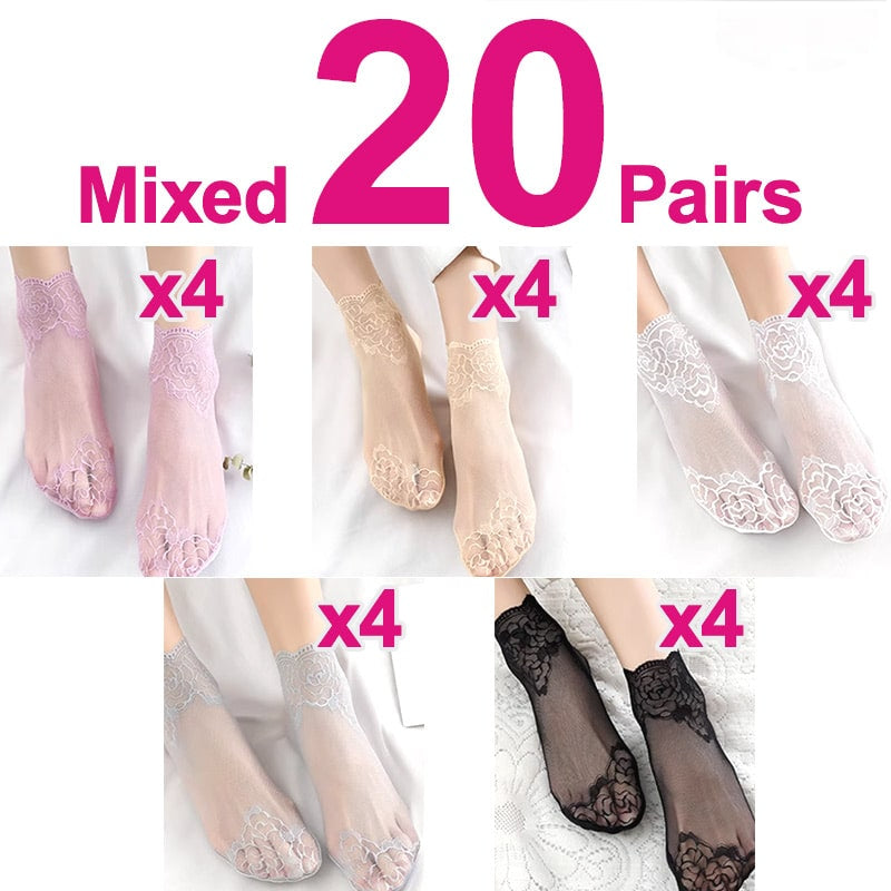 Chaussettes de bateau avec un bord floral