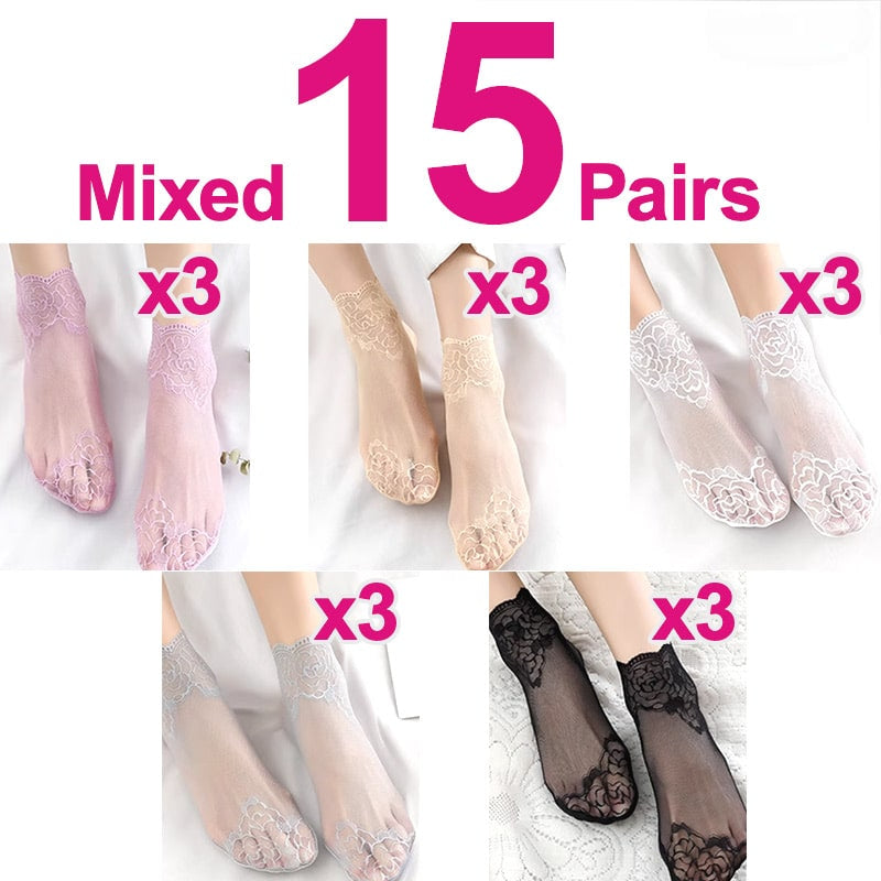 Chaussettes de bateau avec un bord floral