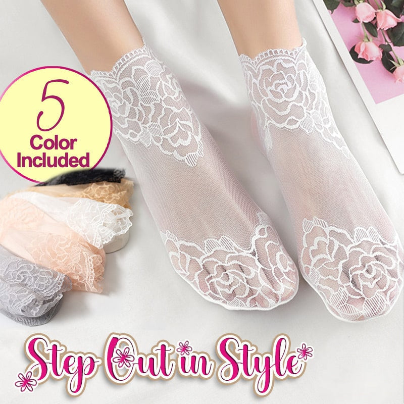 Chaussettes de bateau avec un bord floral