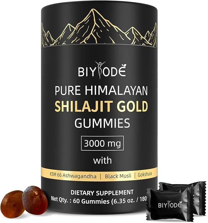 Shilajit Gummies: Pure Shilajit Himalayan Rich in Ashwagandha Gaulshura Fulvic Acid 85 Micronutrients Suitable for Men and Women No Added Sugar Non-GMO 100% Natural Organic 60 Gummies