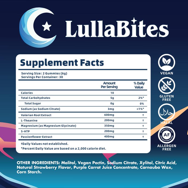 Lullabiti Camere da letto naturali - 30 porzioni - Sweet Strawberry Sterner (Melatonin -Free)