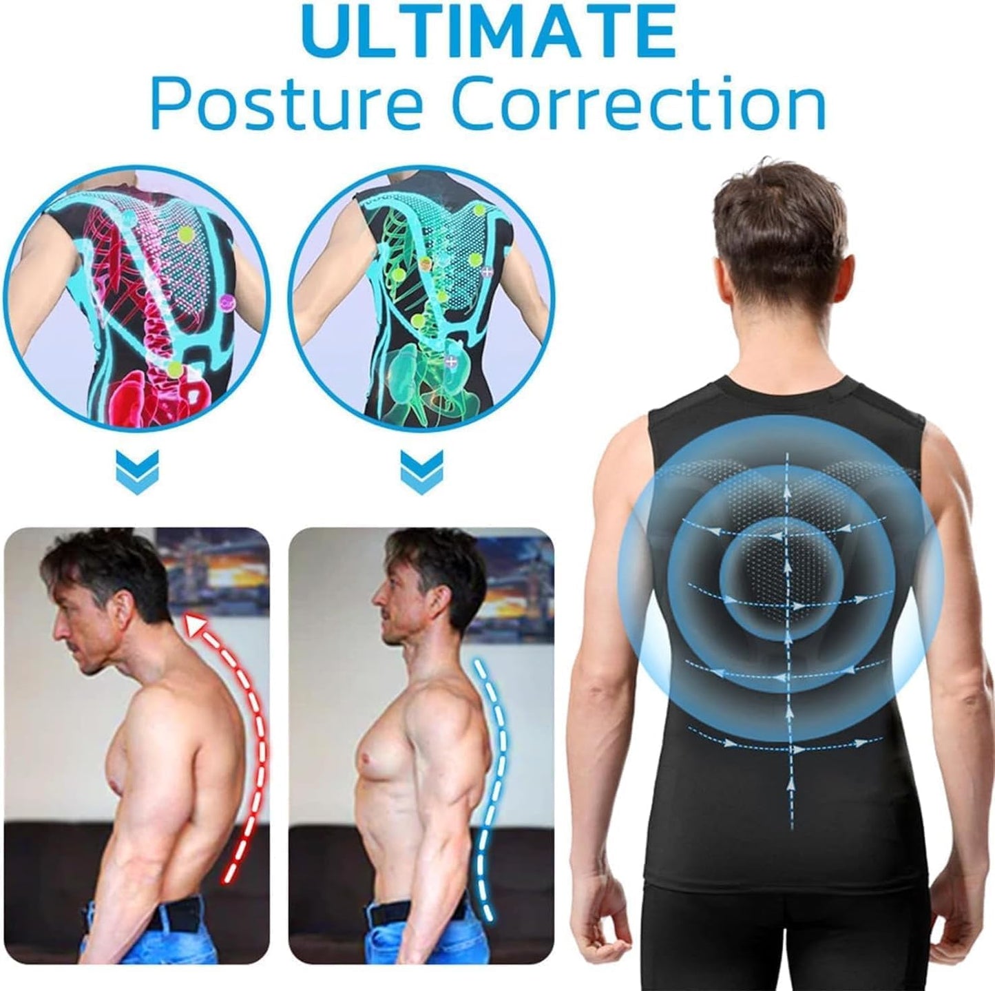 Pukmqu Gfouk Menionic Turmalin Nontion Corching West, ionic Shape-Noble Shirt, Correction de posture pour les hommes, Back Support Nest