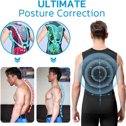 Pukmqu Gfouk Menionic Turmalin Nontion Corching West, ionic Shape-Noble Shirt, Correction de posture pour les hommes, Back Support Nest
