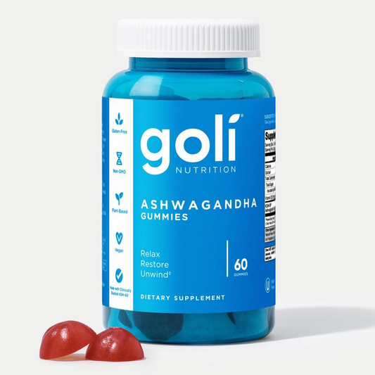 Goli Ashwagandha et Vitamin D Gummy Bears-Berle Mix, KSM-66, végétalien, légumes, génie génétique sans gluten et sans gélatine.