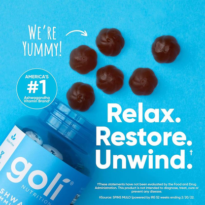 Goli Ashwagandha a vitamin D gumová medvědí-Berry Mix, KSM-66, vegan, zeleninová, genetické inženýrství, bezlepkové a bez želatinu.