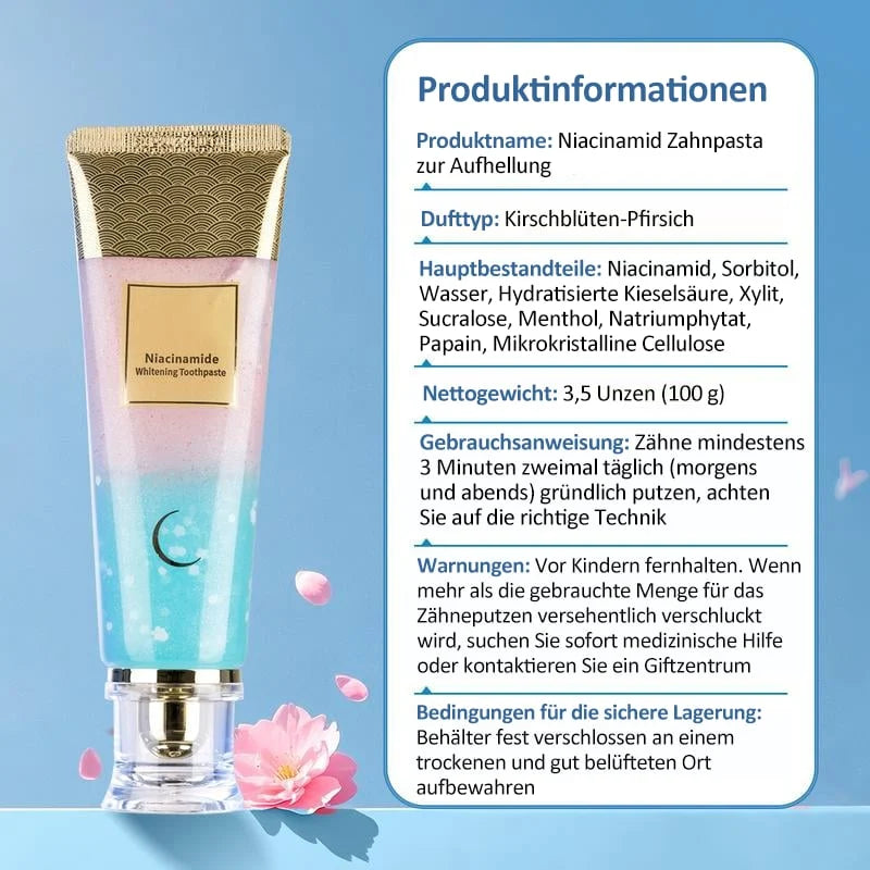 🔥Sidste dag 49% rabat🎁Niacinamid Whitening Tandpasta – hvidter tænder, beskytter emaljen og giver frisk ånde med hver tandbørstning! 🦷🌿