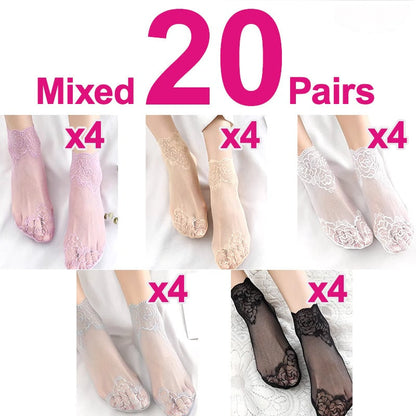 Chaussettes de bateau avec un bord floral