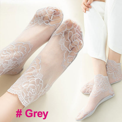 Chaussettes de bateau avec un bord floral