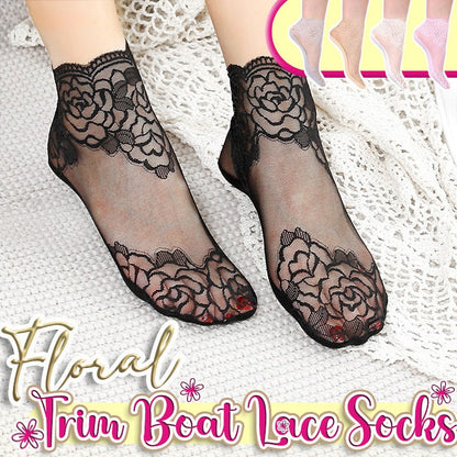 Chaussettes de bateau avec un bord floral