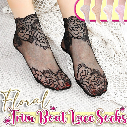 Chaussettes de bateau avec un bord floral