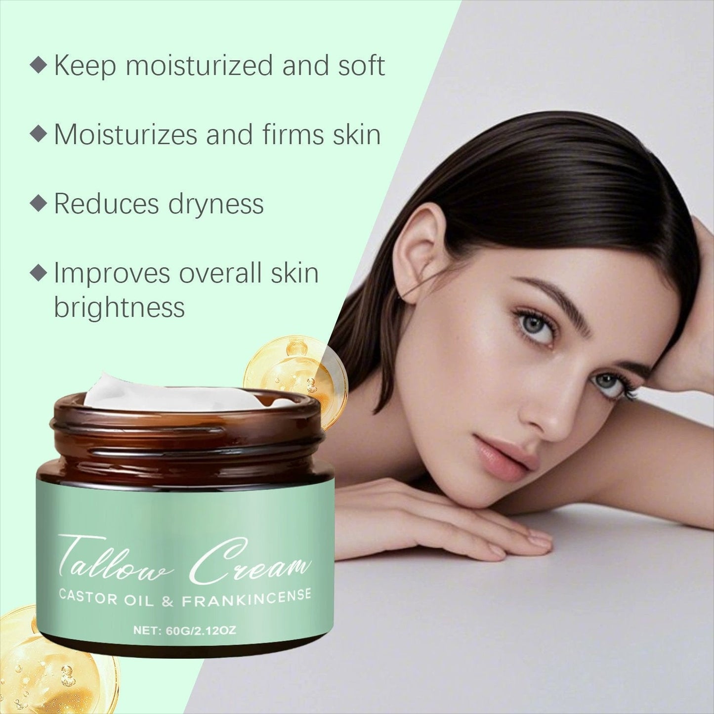 🌿 Baume de suif biologique à l'huile de ricin et à l'encens pour un soin naturel et hydratant de la peau ✨
