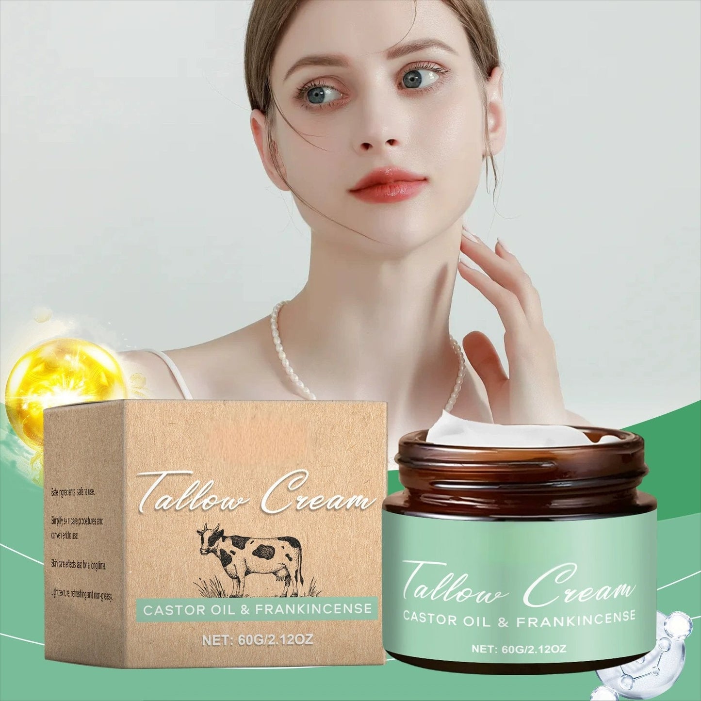 🌿 Baume de suif biologique à l'huile de ricin et à l'encens pour un soin naturel et hydratant de la peau ✨