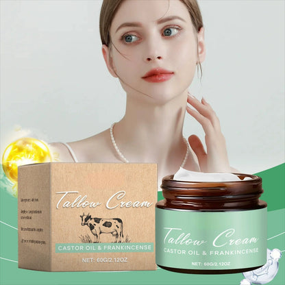 🌿 Baume de suif biologique à l'huile de ricin et à l'encens pour un soin naturel et hydratant de la peau ✨